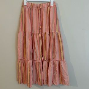 Matilda Jane orange pink striped maxi skirt women’s size small